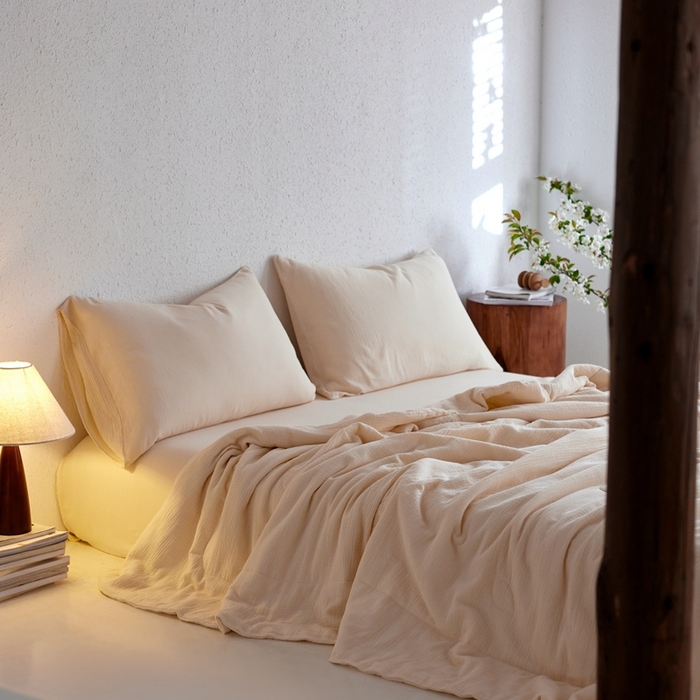 91家纺网 家纺一手货源 找家纺 安莱生活 2024新款绉纱夏被及夏被四件套 绉纱夏被-芝士