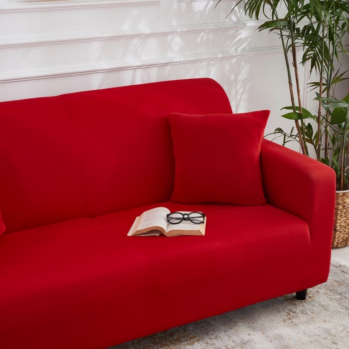 91家纺网 家纺一手货源 找家纺  沐沐家纺 2026新款四季纯色沙发套 大红