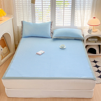 2024新款A类3D魔法冰豆豆科技凉席宽边床席款三件套单凉席单品系列 宽边床席豆豆席-清新蓝