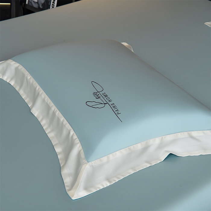 91家纺网 家纺一手货源 找家纺 瑞驰家纺2024新款60兰精天丝四件套-罗莎琳系列（风格二） 天水蓝