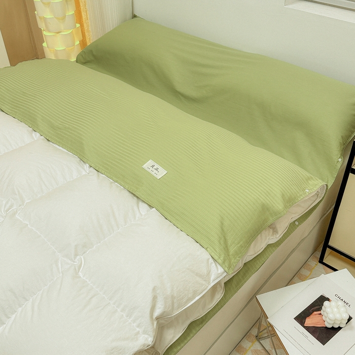 91家纺网 家纺一手货源 找家纺 眠博士 2024新款60贡缎提花 旅行睡袋场景一暖光 睡袋-提花豆绿