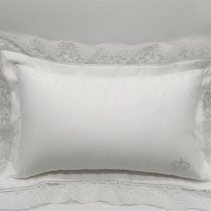 澜屿 25款高精密蕾丝宽边小抱枕头枕芯腰靠枕 白色水溶花边