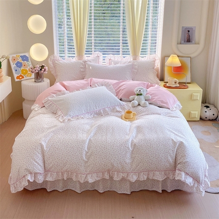 91家纺网 家纺一手货源 找家纺 （总）宝齐莱2024新款全棉13372韩版印花四件套 