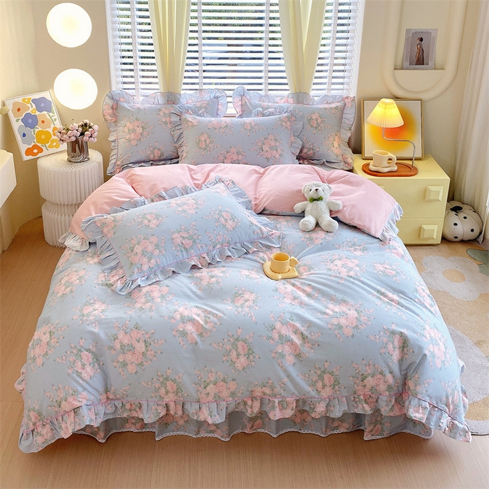 91家纺网 家纺一手货源 找家纺 宝齐莱2024新款全棉13372韩版印花四件套单品系列-单被套 初享-紫