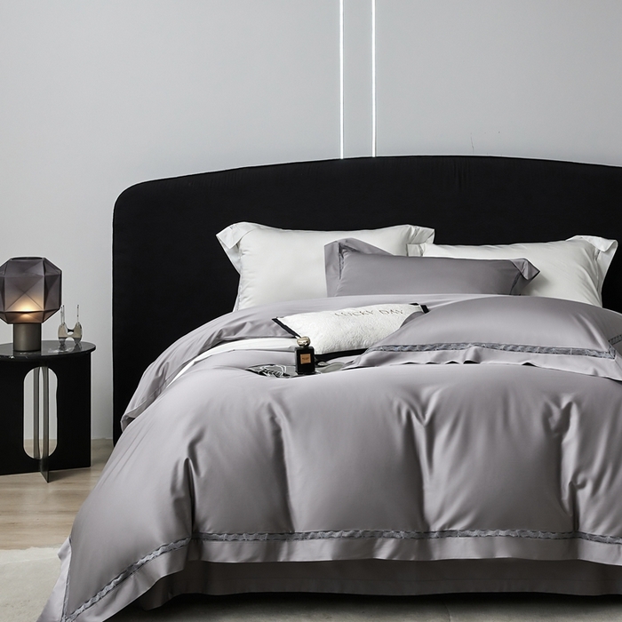 91家纺网 家纺一手货源 找家纺 榻尚家居 2024新款天丝棉镂空四件套 曼秋 灰