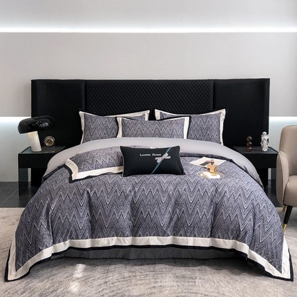 91家纺网 家纺一手货源 找家纺 （总）若未家居 2025新款50S数码印花轻奢风套件 波澜