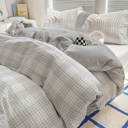 91家纺网 家纺一手货源 找家纺 （总）田野 2024新款全棉色织提花水洗棉四件套-繁星