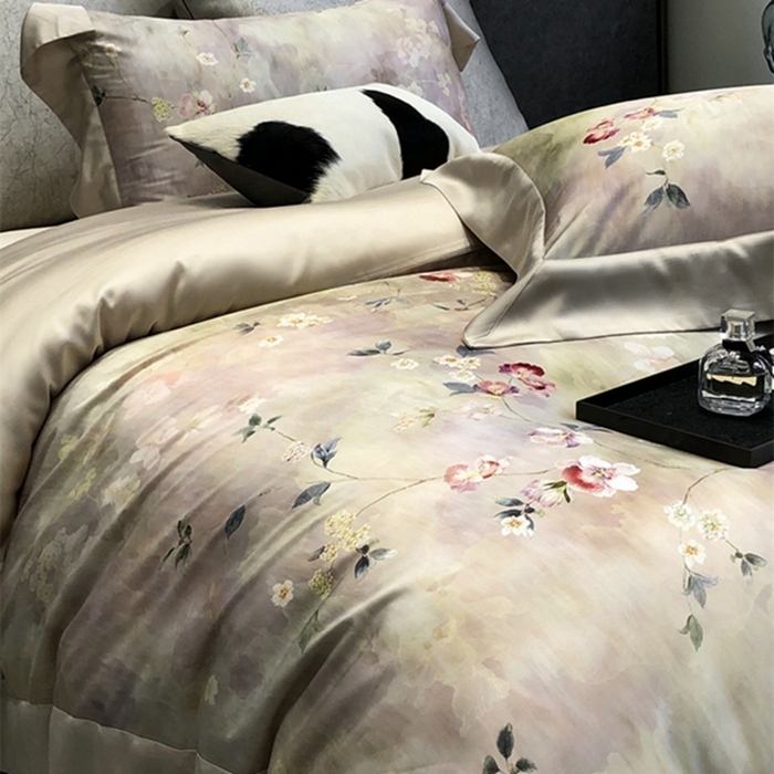 91家纺网 家纺一手货源 找家纺 涞澳 新款80支天丝棉四件套 花之韵-黄