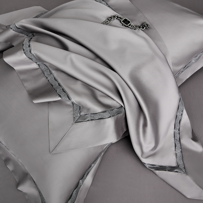 91家纺网 家纺一手货源 找家纺 榻尚家居 2024新款天丝棉镂空四件套 曼秋 灰