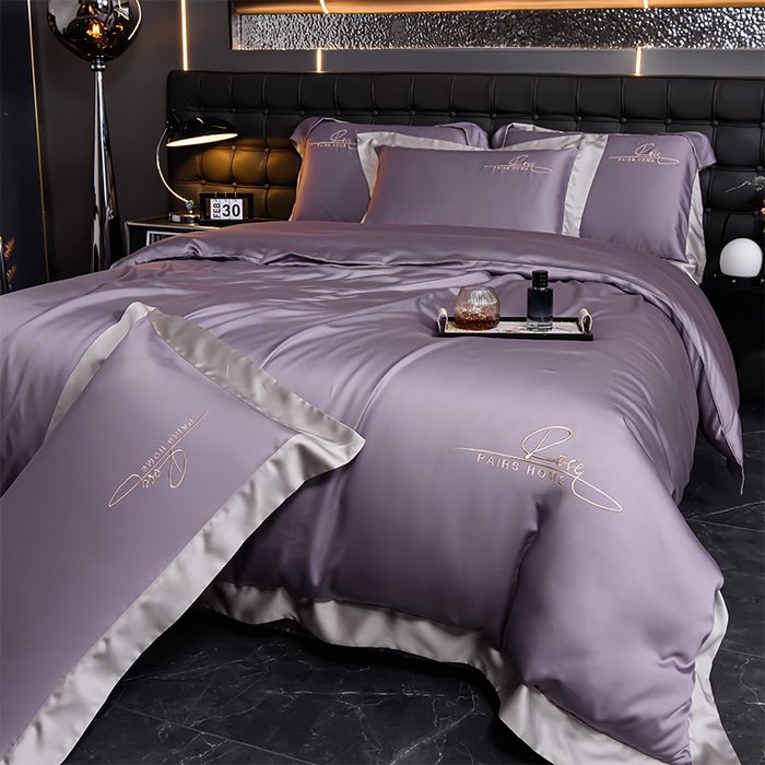 91家纺网 家纺一手货源 找家纺 瑞驰家纺2024新款60兰精天丝四件套-罗莎琳系列（风格二） 山岚紫