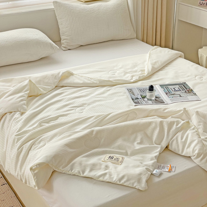 91家纺网 家纺一手货源 找家纺 森璐家纺 2024新款原棉贡缎提花夏被纯色夏凉被空调被子大豆被芯