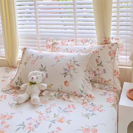 91家纺网 家纺一手货源 找家纺 （总）宝齐莱2024新款全棉13372韩版印花四件套单品系列-单枕套