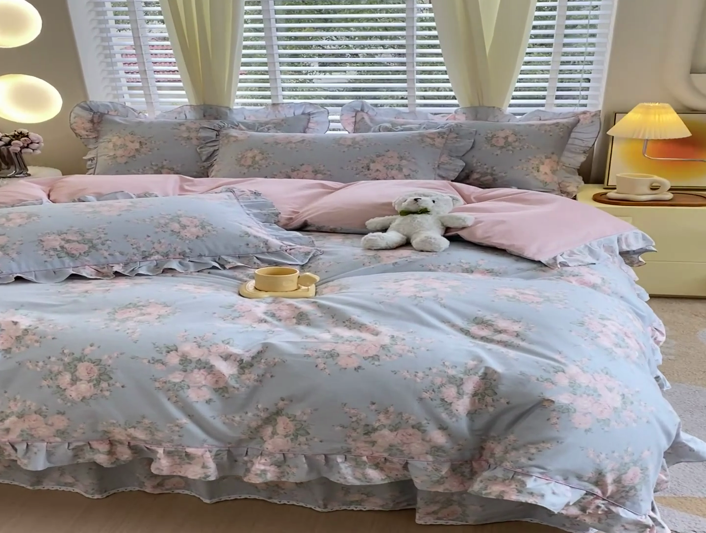 91家纺网 家纺一手货源 找家纺 宝齐莱2024新款全棉13372韩版印花四件套单品系列-单被套 初享-紫