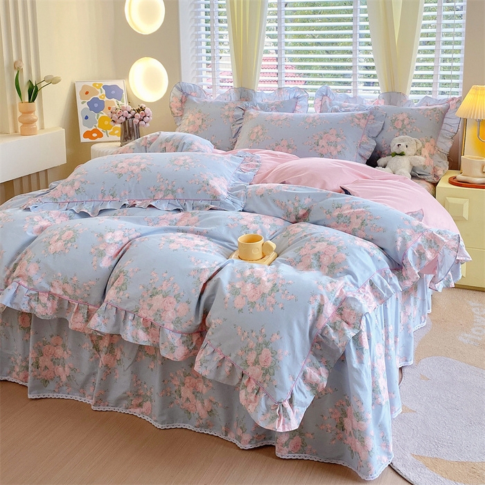 91家纺网 家纺一手货源 找家纺 宝齐莱2024新款全棉13372韩版印花四件套单品系列-单被套 初享-紫