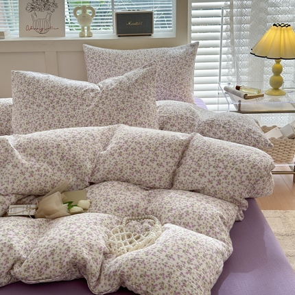 91家纺网 家纺一手货源 找家纺 （总）山舍2024新款母婴级全棉双层纱印花四件套