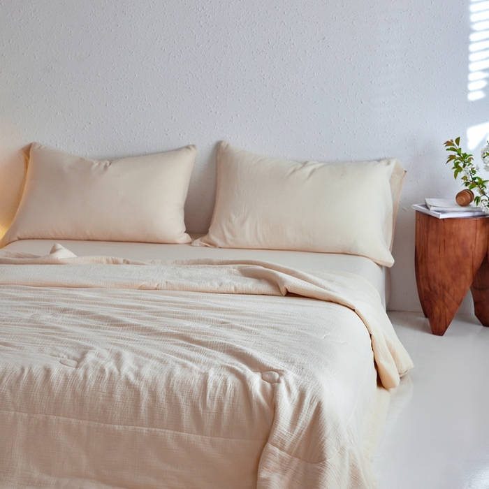 91家纺网 家纺一手货源 找家纺 安莱生活 2024新款绉纱夏被及夏被四件套 绉纱夏被-芝士