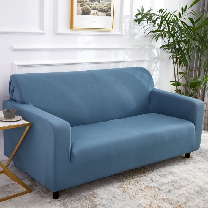 91家纺网 家纺一手货源 找家纺  沐沐家纺 2026新款四季纯色沙发套 孔雀蓝