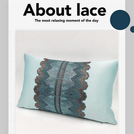 澜屿 24款高精密蕾丝款花边小抱枕头枕芯腰靠枕 浅绿