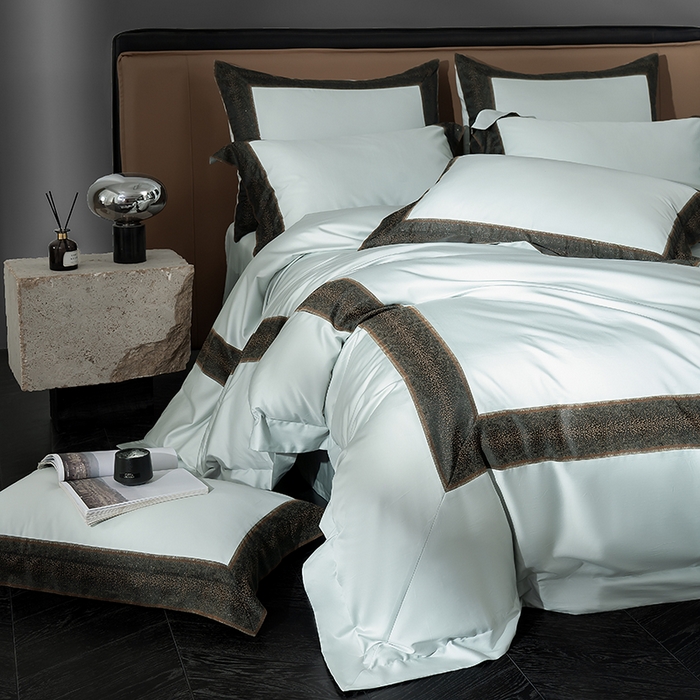 91家纺网 家纺一手货源 找家纺 品家居 2025新款全棉100支长绒棉刺绣四件套-星空 蓝