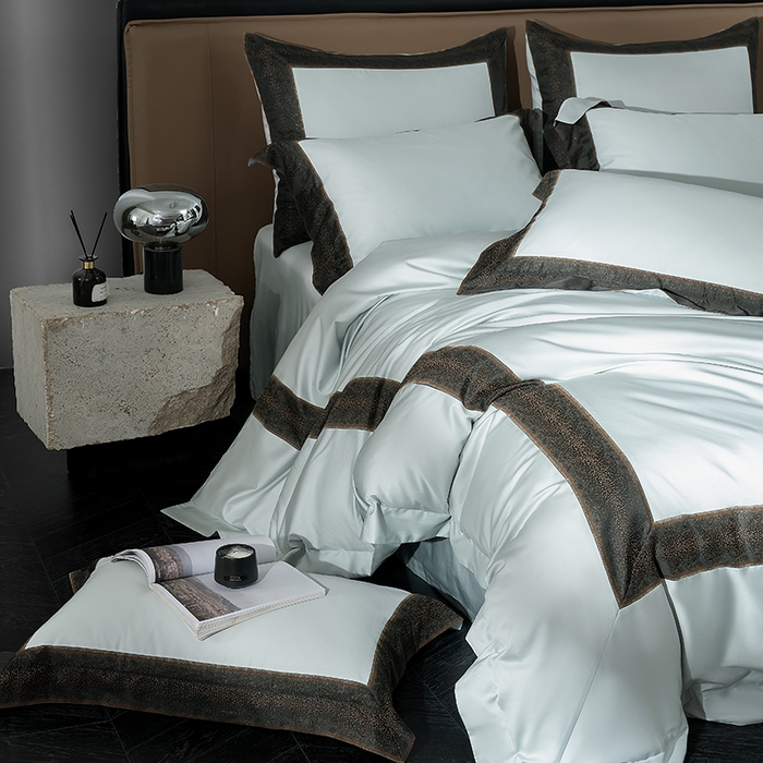 91家纺网 家纺一手货源 找家纺 品家居 2025新款全棉100支长绒棉刺绣四件套-星空 蓝