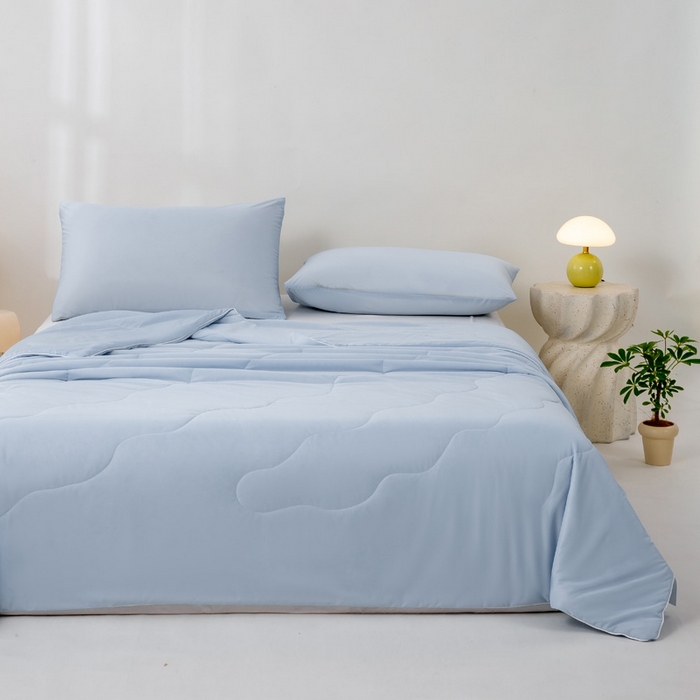 91家纺网 家纺一手货源 找家纺 好梦来家纺（原锦茂家纺） 2025新款A类凉感丝夏凉被冰淇淋夏被凉感丝夏被大豆空调被西瓜被 蓝色