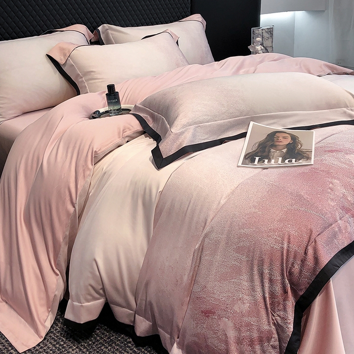 91家纺网 家纺一手货源 找家纺 若未家居 2025新款超细旦天丝棉数码印花套件-马尔代夫 马尔代夫 粉