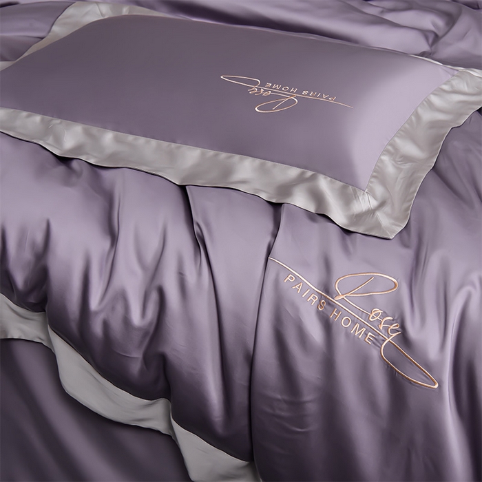 91家纺网 家纺一手货源 找家纺 瑞驰家纺2024新款60兰精天丝四件套-罗莎琳系列（风格二） 山岚紫