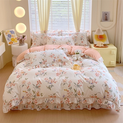 91家纺网 家纺一手货源 找家纺 （总）宝齐莱2024新款全棉13372韩版印花四件套 