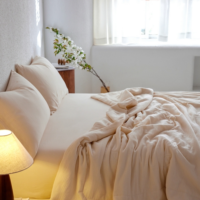 91家纺网 家纺一手货源 找家纺 安莱生活 2024新款绉纱夏被及夏被四件套 绉纱夏被-芝士