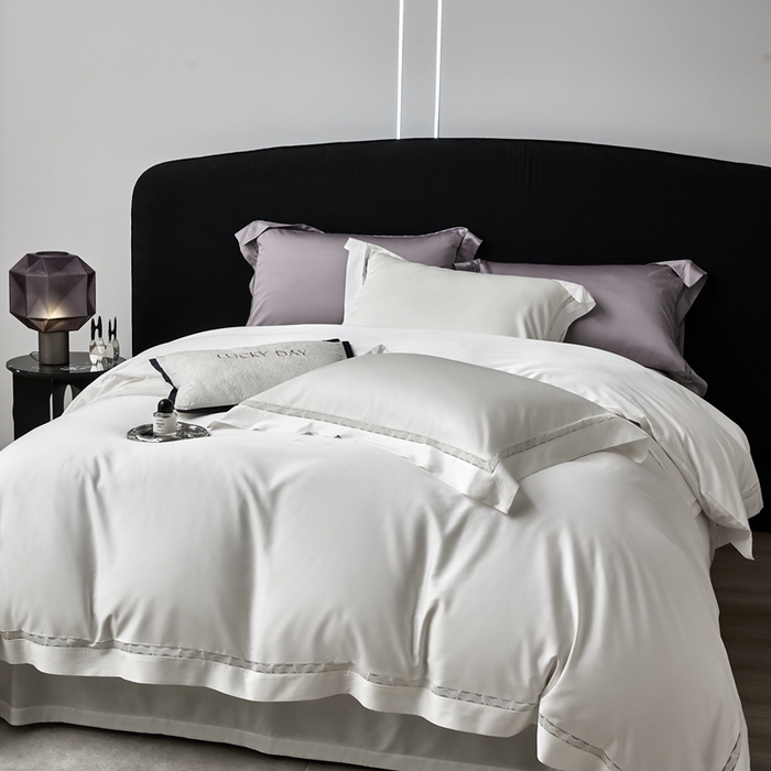 91家纺网 家纺一手货源 找家纺 榻尚家居 2024新款天丝棉镂空四件套 曼秋 白