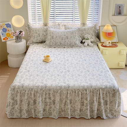 91家纺网 家纺一手货源 找家纺 宝齐莱2024新款全棉13372韩版印花四件套单品系列-单床裙 童话