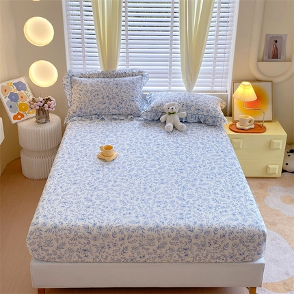 91家纺网 家纺一手货源 找家纺 （总）宝齐莱2024新款全棉13372韩版印花四件套单品系列-单床笠