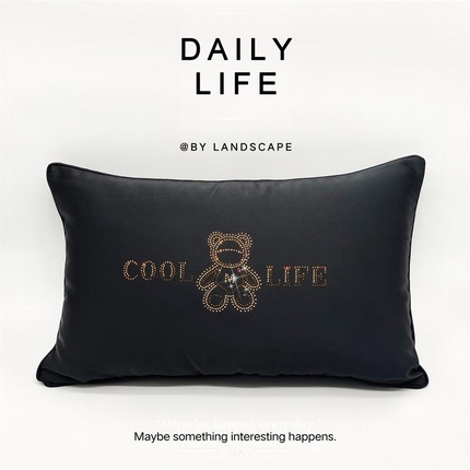 91家纺网 家纺一手货源 找家纺 （总）澜屿24款禅丝高精密小熊烫钻小抱枕头枕芯腰靠枕 