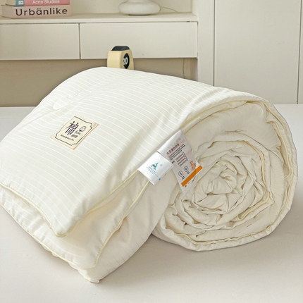 91家纺网 家纺一手货源 找家纺 森璐家纺 2024新款原棉贡缎提花夏被纯色夏凉被空调被子 本白