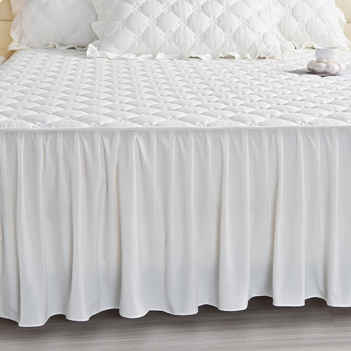 91家纺网 家纺一手货源 找家纺 床笠人家 2025新款亲肤磨毛夹棉床裙 公主白