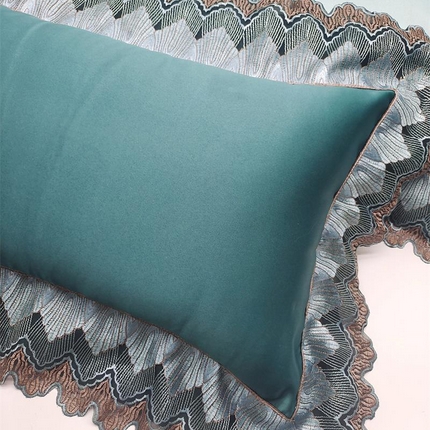 91家纺网 家纺一手货源 找家纺 澜屿 24款高精密蕾丝宽边小抱枕头枕芯腰靠枕 深绿