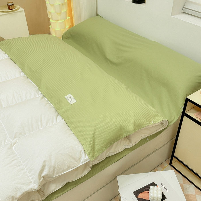 91家纺网 家纺一手货源 找家纺 眠博士 2024新款60贡缎提花 旅行睡袋场景一暖光 睡袋-提花豆绿