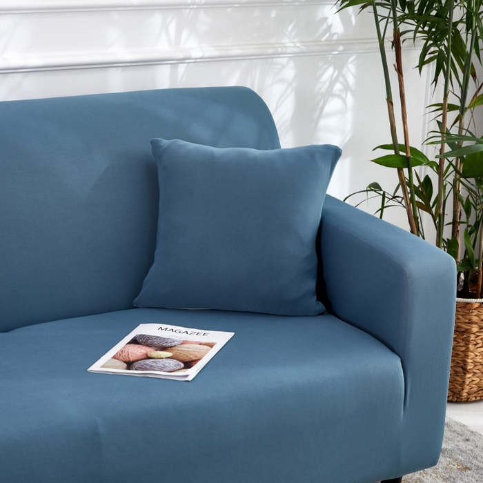 91家纺网 家纺一手货源 找家纺  沐沐家纺 2026新款四季纯色沙发套 孔雀蓝