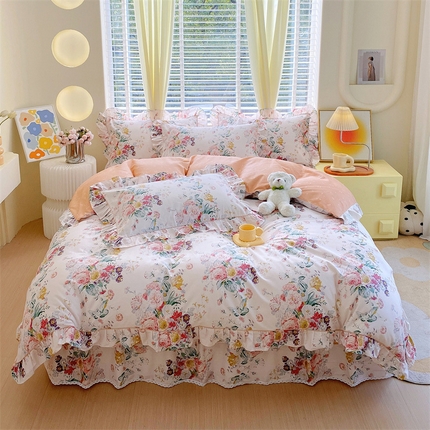 91家纺网 家纺一手货源 找家纺 （总）宝齐莱2024新款全棉13372韩版印花四件套 