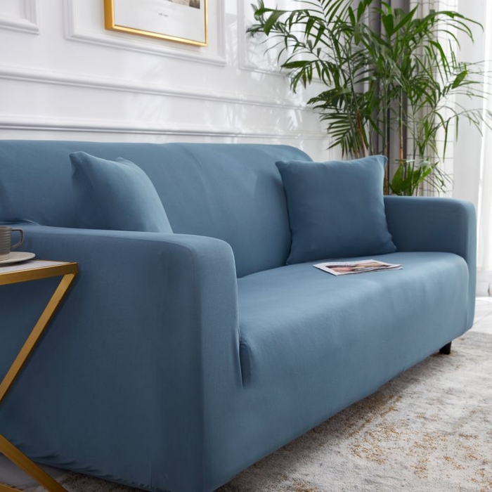 91家纺网 家纺一手货源 找家纺  沐沐家纺 2026新款四季纯色沙发套 孔雀蓝