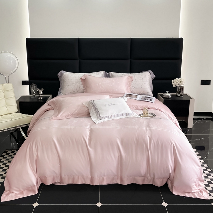 91家纺网 家纺一手货源 找家纺 若未家居2025新款50支兰精天丝轻奢风数码印花套件 狮子座  狮子座 浅粉