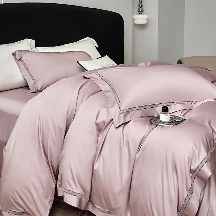 91家纺网 家纺一手货源 找家纺 榻尚家居 2024新款天丝棉镂空四件套 曼秋 豆沙