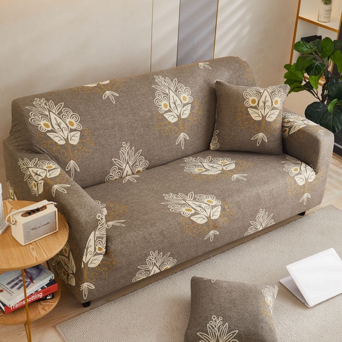 91家纺网 家纺一手货源 找家纺 沐沐2026新款四季印花沙发套  凤凰花驼色