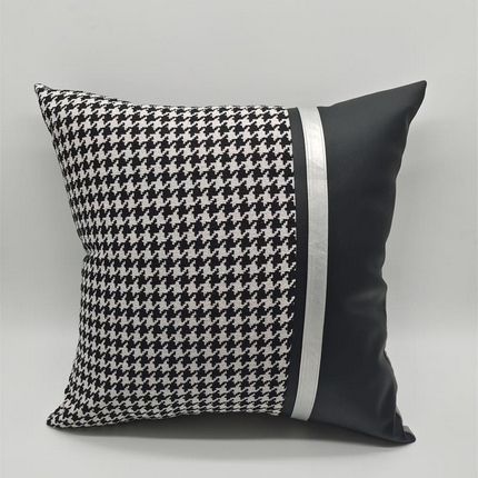 91家纺网 家纺一手货源 找家纺 （总）澜屿 24款轻奢千鸟格拼接皮面小抱枕头枕芯腰靠枕