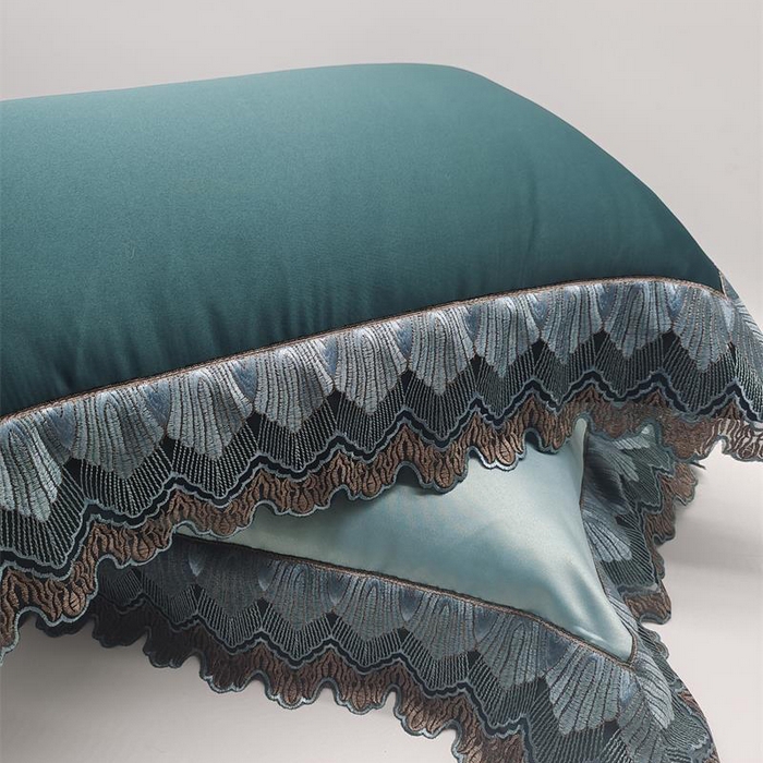91家纺网 家纺一手货源 找家纺 澜屿 24款高精密蕾丝宽边小抱枕头枕芯腰靠枕 深绿