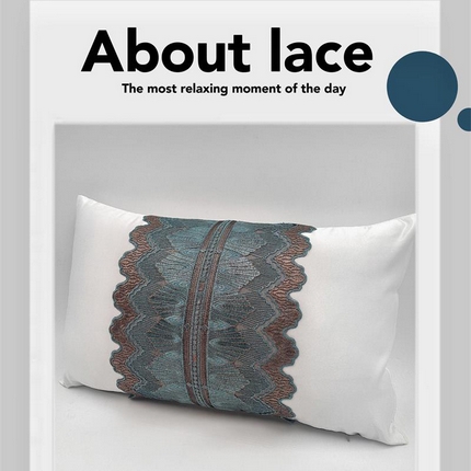 澜屿 24款高精密蕾丝款花边小抱枕头枕芯腰靠枕 白色