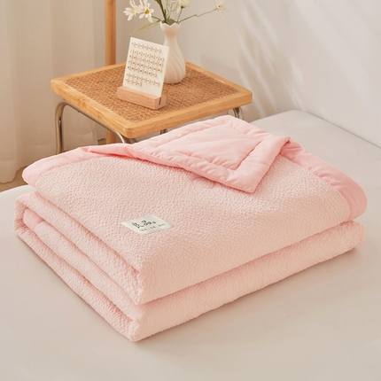 典冠（有质检）2024爆款7D云柔皱皱纱A类棉小泡良品大豆夏被 樱花粉