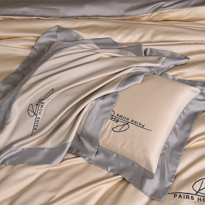 91家纺网 家纺一手货源 找家纺 瑞驰家纺2024新款60兰精天丝四件套-罗莎琳系列（风格二） 浅杏色