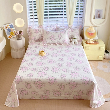 91家纺网 家纺一手货源 找家纺 （总）宝齐莱2024新款全棉13372韩版印花四件套单品系列-单床单