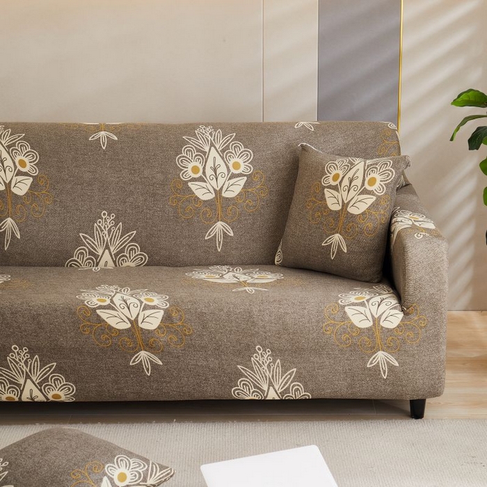 91家纺网 家纺一手货源 找家纺 沐沐2026新款四季印花沙发套  凤凰花驼色